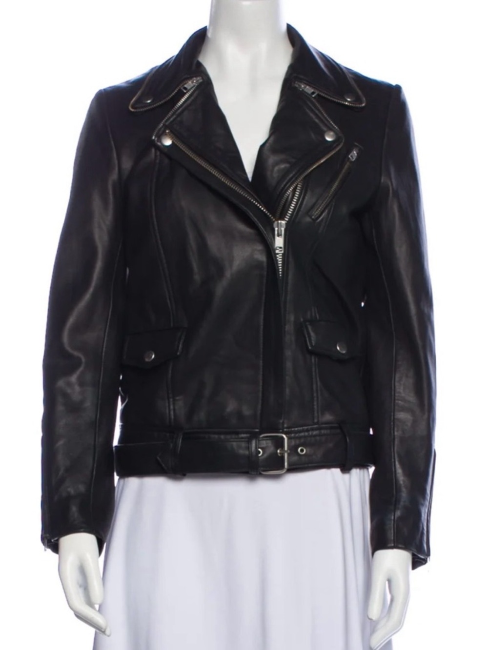 Maje Black Leather Moto Jacket - Women Sz 40/Small